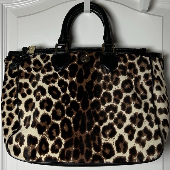 Tory Burch Handbags - Tory Burch Calf Hair Gold Hardware Leopard‎ Print Tote Bag